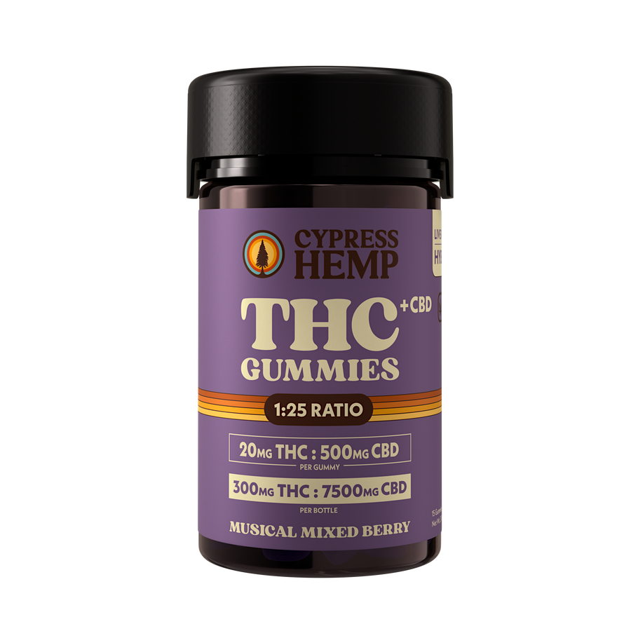 Cypress Hemp VA Legal 25:1 500mg:20mg CBD:THC OG Kush Mixed Berry Hybr