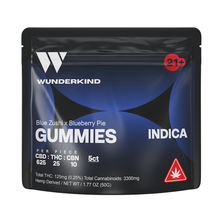 Cross Country Cbd Vapes Blue Diamond Wunderkind 25:1 CBD:THC:CBN Blue Zushi  Indica Gummies