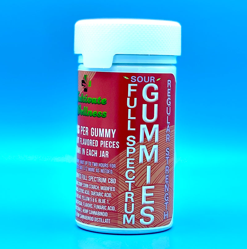 Regular Strength Sour Full Spectrum Gummies 25mg Kultivate Wellness