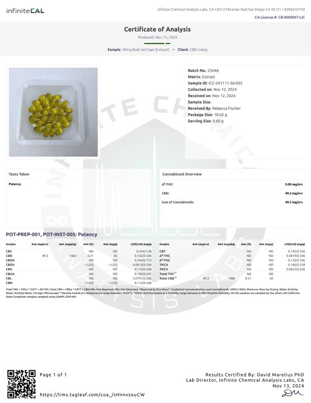 CBD Living Broad Spectrum CBD Gel Capsules