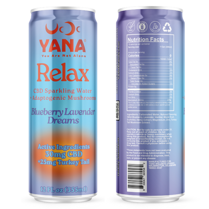 YANA Relax CBD + Mushrooms Sparkling Water YANA