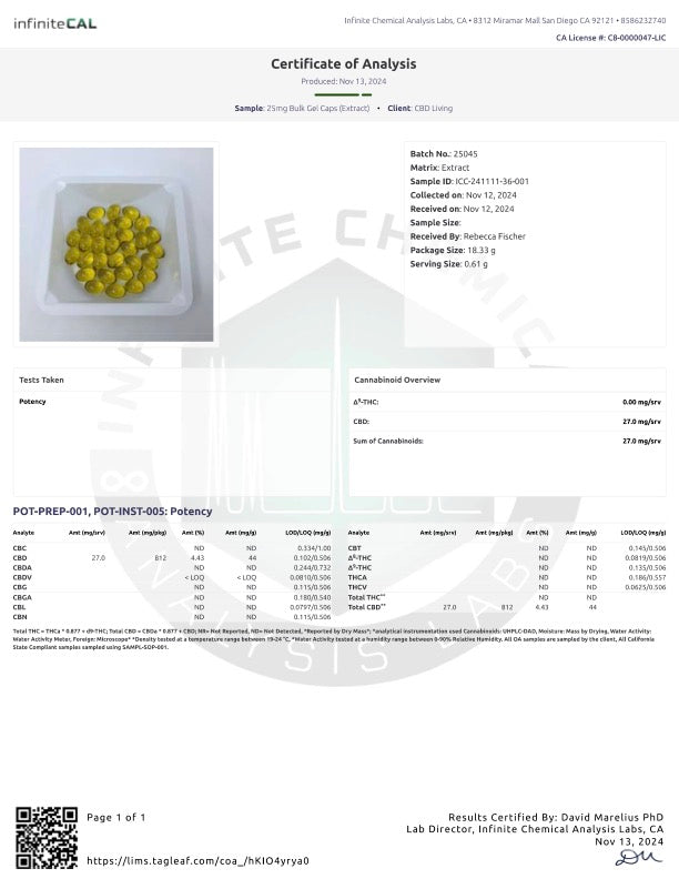 CBD Living Broad Spectrum CBD Gel Capsules