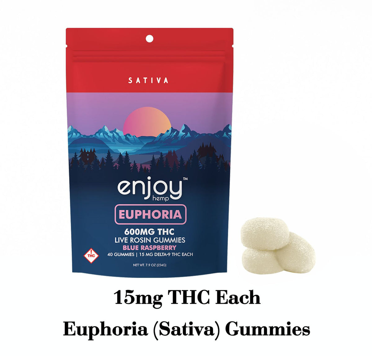 Enjoy Hemp Live Rosin THC Gummies 15mg/40 Count