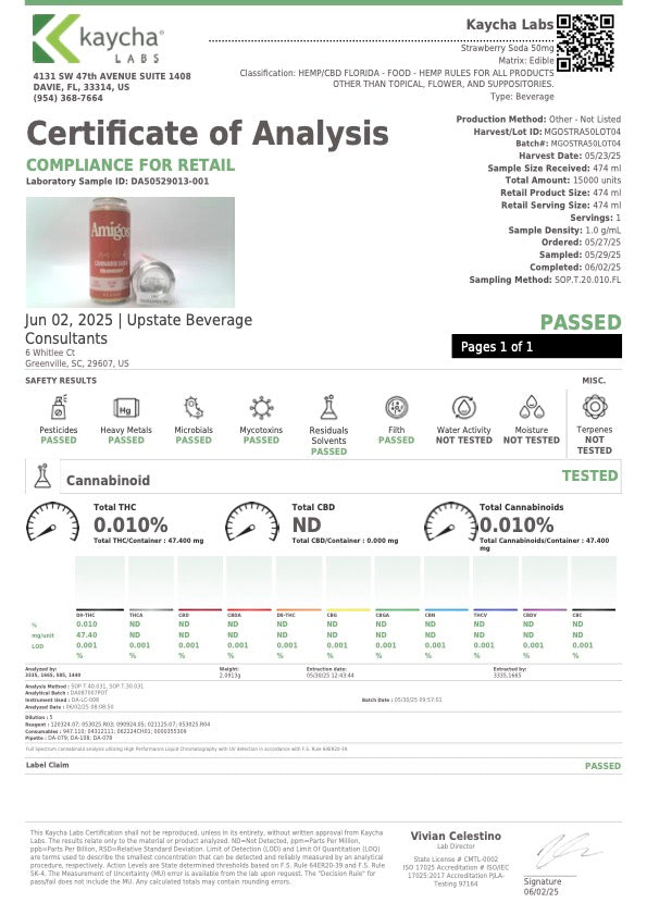 Amigos Highly Crafted Cannabis Infused Soda 50mg