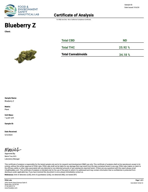 Kultivate Wellness Blueberry Z Premium THCA Hemp Flower Pre-Roll