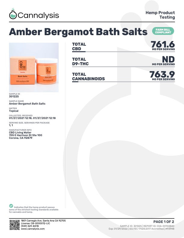 CBD Living Bath Salts 500mg