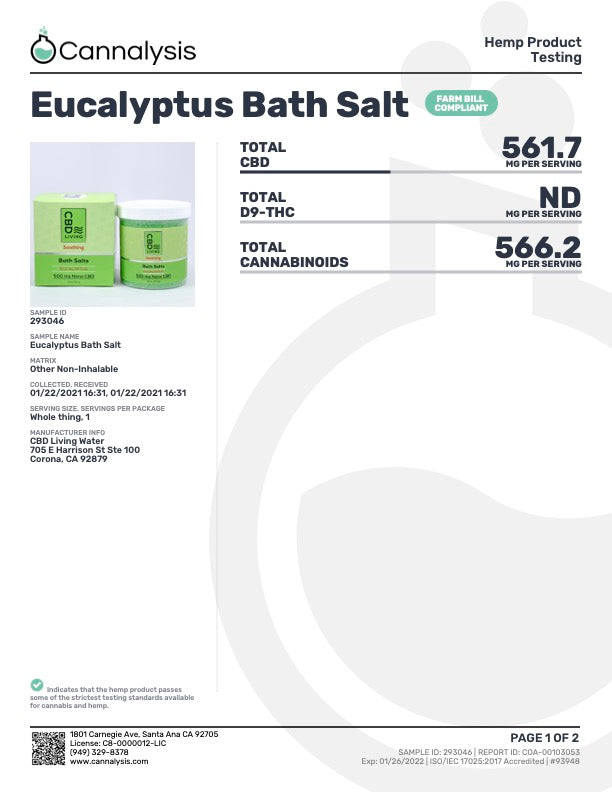 CBD Living Bath Salts 500mg