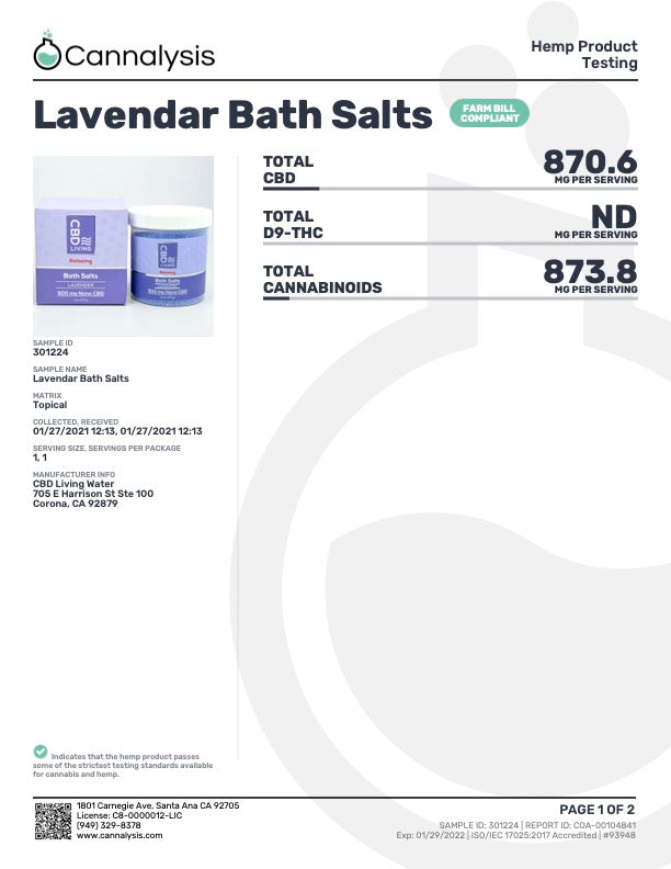 CBD Living Bath Salts 500mg