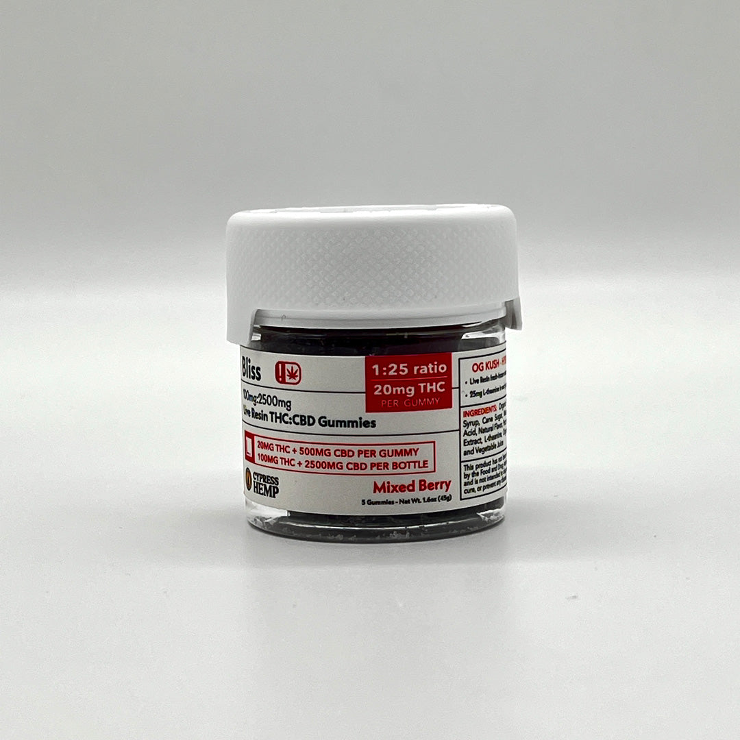 Cypress Hemp VA Legal 25:1 500mg:20mg CBD:THC OG Kush Mixed Berry Hybr