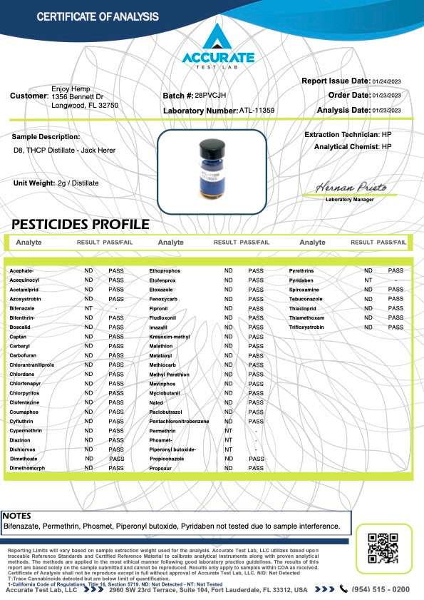 Enjoy Hemp Live Rosin D9 THC-P + D8 Cartridge 2g Enjoy Hemp