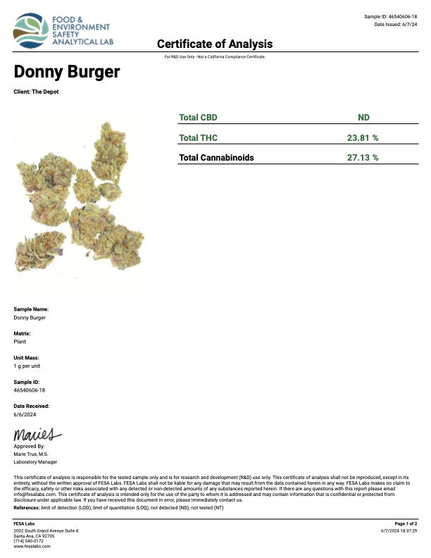 Kultivate Wellness Donny Burger Premium THCA Hemp Flower Pre-Roll