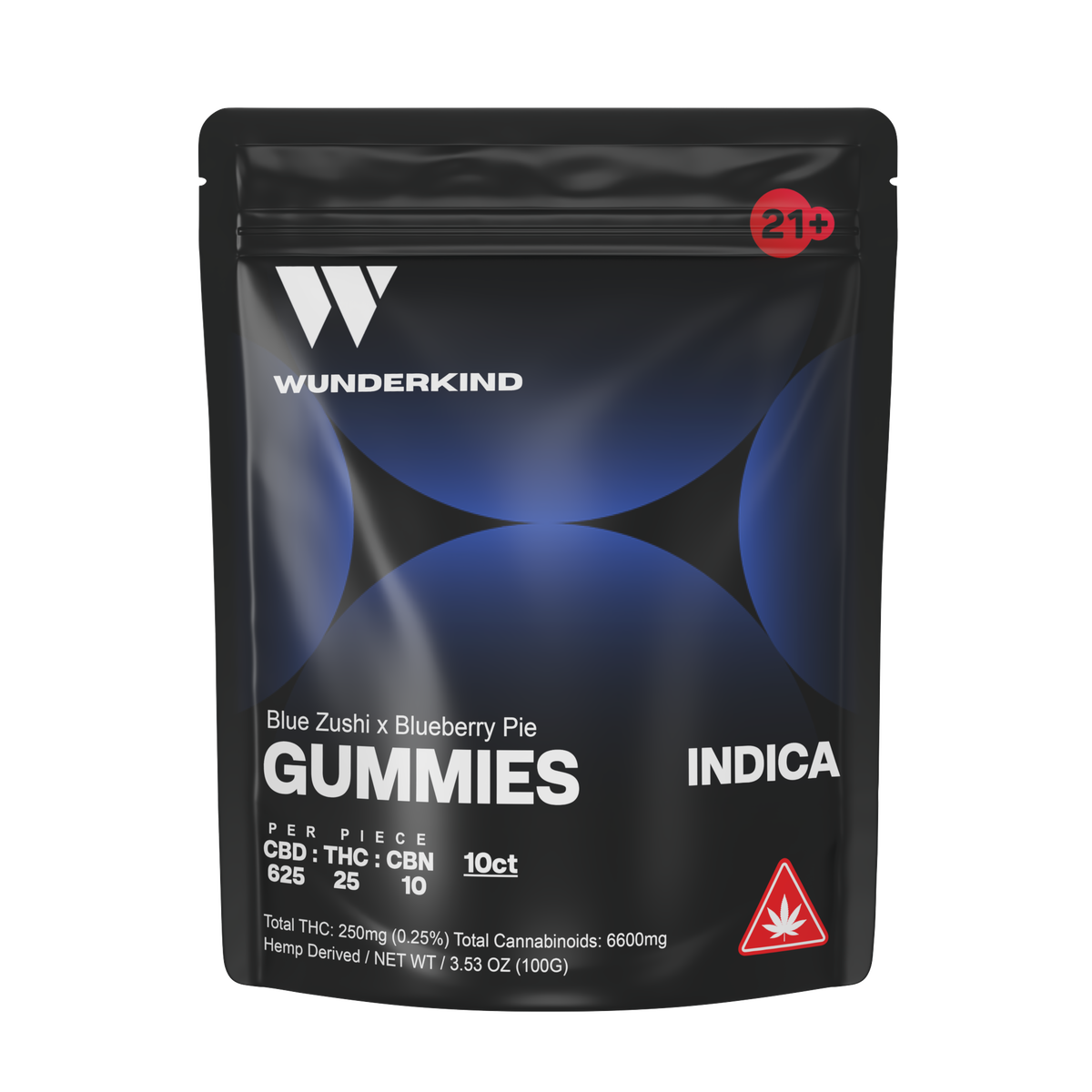 Wunderkind 25:1 CBD:THC:CBN Blue Zushi Indica Gummies 660mg