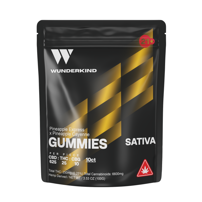Wunderkind 25:1 CBD:THC:CBG Pineapple Express Sativa Gummies 660mg - Kultivate Wellness