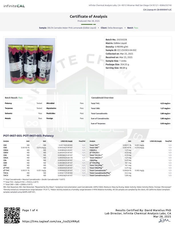 *MORE NEW FLAVORS* Delta Cannabis Live Resin THC Water