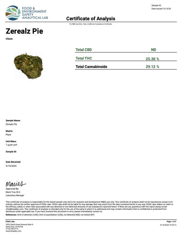 Kultivate Wellness Zerealz Pie Premium THCA Hemp Flower