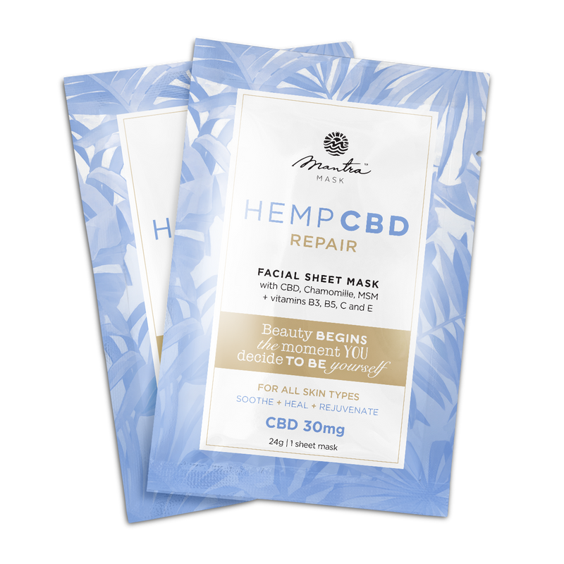 Mantra Mask Broad Spectrum CBD Sheet Masks 30mg - Kultivate Wellness