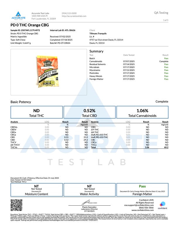Tillmans Tranquils CBD:CBG Relief Gummies 1000mg - Kultivate Wellness