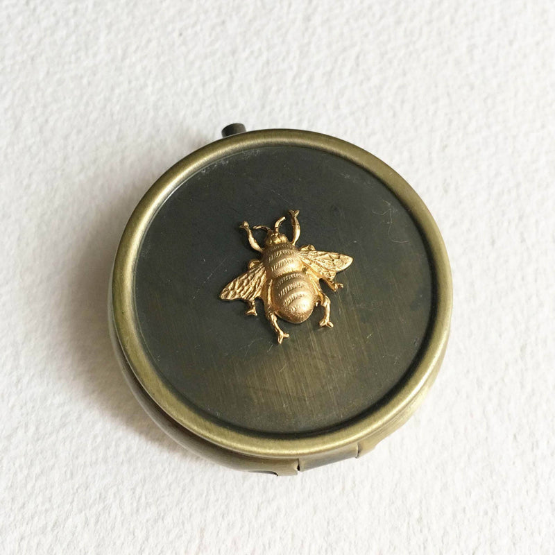 Bronze Pillbox - Bee -storage box bumblebee Smokies Toke Couture