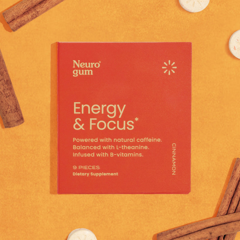 Neuro Energy And Focus Cinnamon Gum 40mg Caffeine + 60mg L-theanine + B Vitamins Neuro