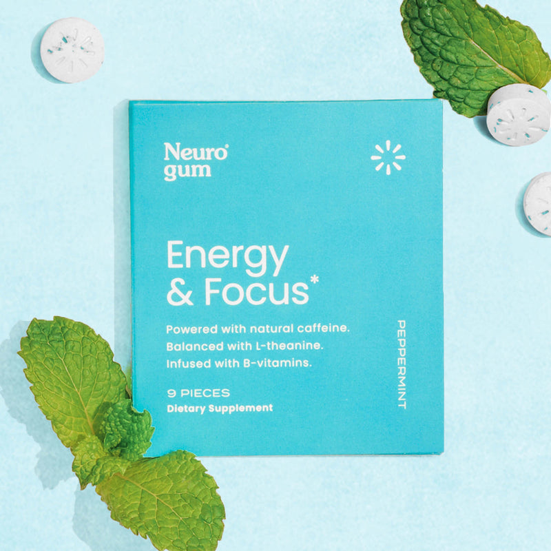Neuro Energy And Focus Peppermint Gum 40mg Caffeine + 60mg L-theanine + B Vitamins Neuro