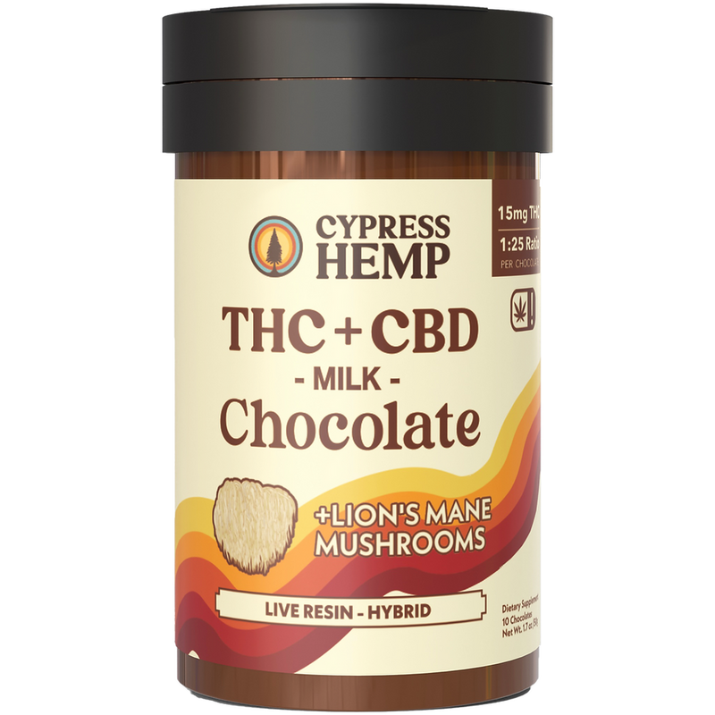 Cypress Hemp VA 1:25 THC + Mushroom Chocolates 420mg Cypress Hemp