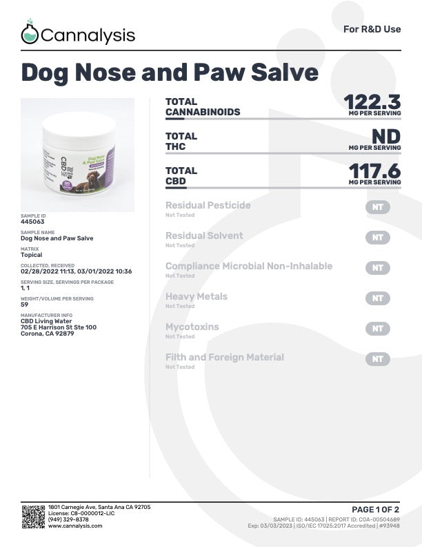 CBD Living Dog Nose & Paw Salve CBD Living