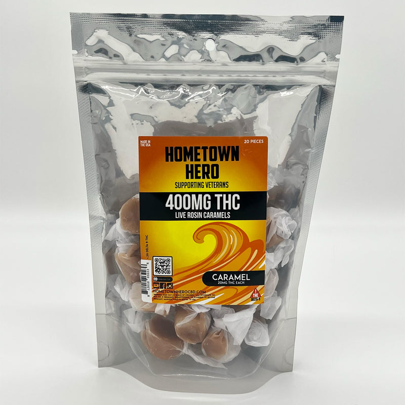 Hometown Hero Dee9 Live Rosin Caramel Taffy 400mg Hometown Hero