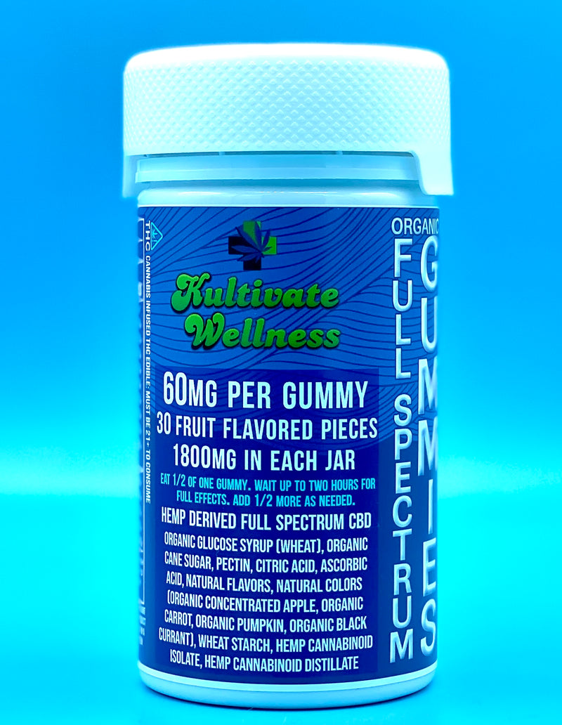 Extra Strength Organic Full Spectrum Gummies 60mg Kultivate Wellness