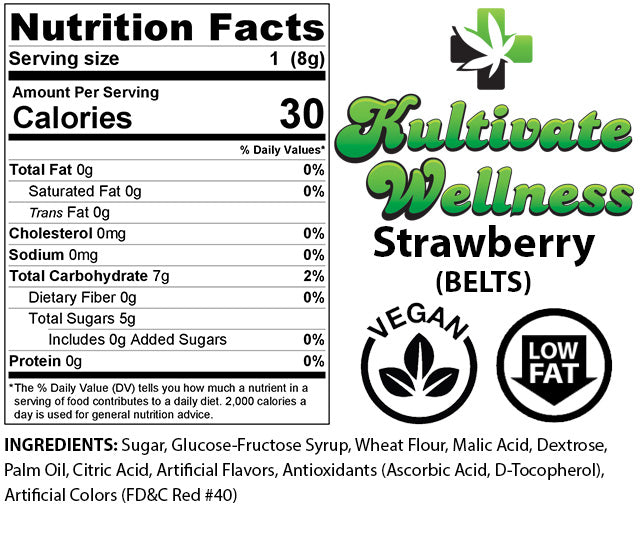 Isolate Strawberry Belts 60mg Kultivate Wellness